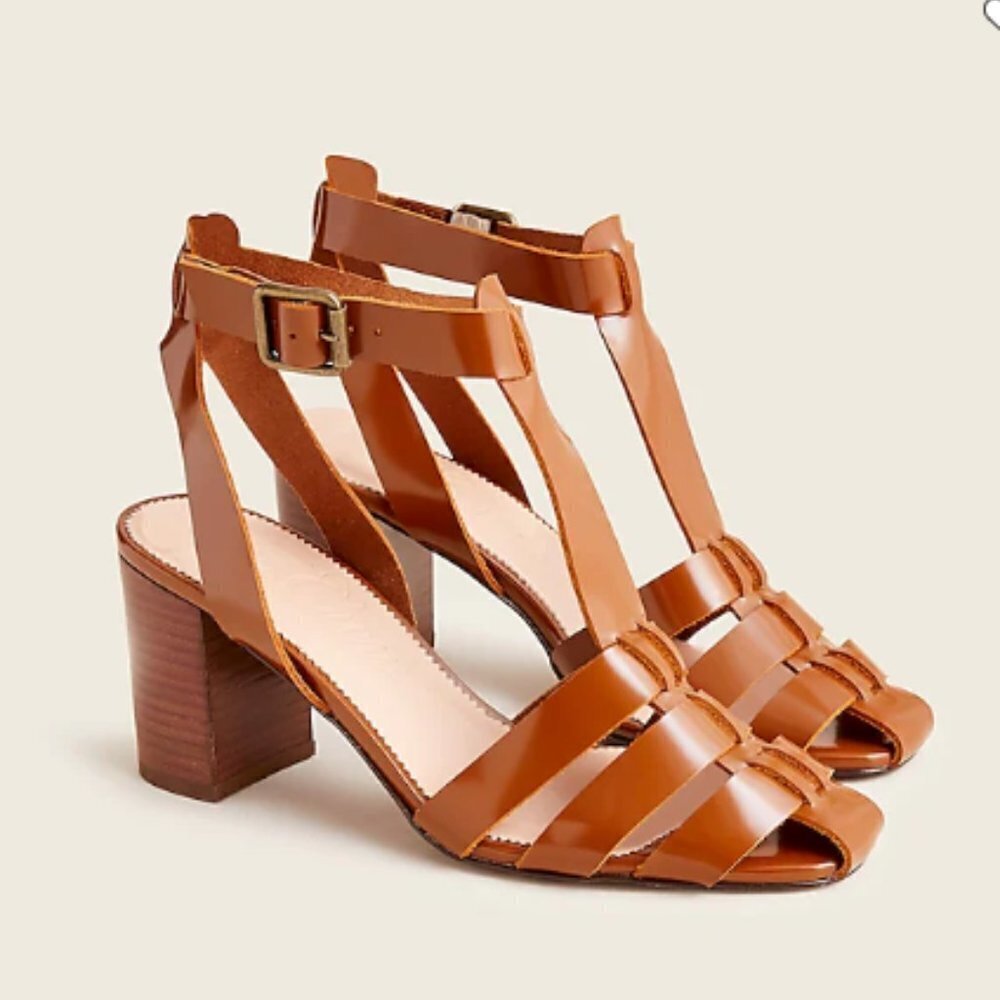 J.Crew Fisherman Pumps in Shiny Spazzolato Leather - Size 8